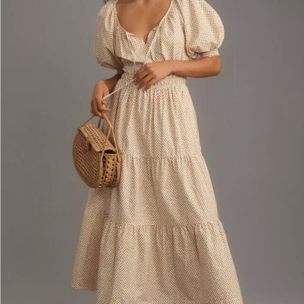 Anthropologie the Somerset: Puff sleeve edition in Neutral Motif NWT size medium